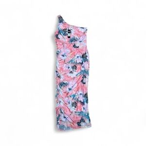 Fashion Nova One Shoulder Dress in Pink and Blue Floral